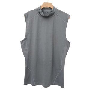 Under Armour Mens XXL HeatGear Compression Mock Neck Sleeveless Tank Top Gray
